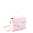 Polka Dot Butterfly Pearl Handle Crossbody Bag