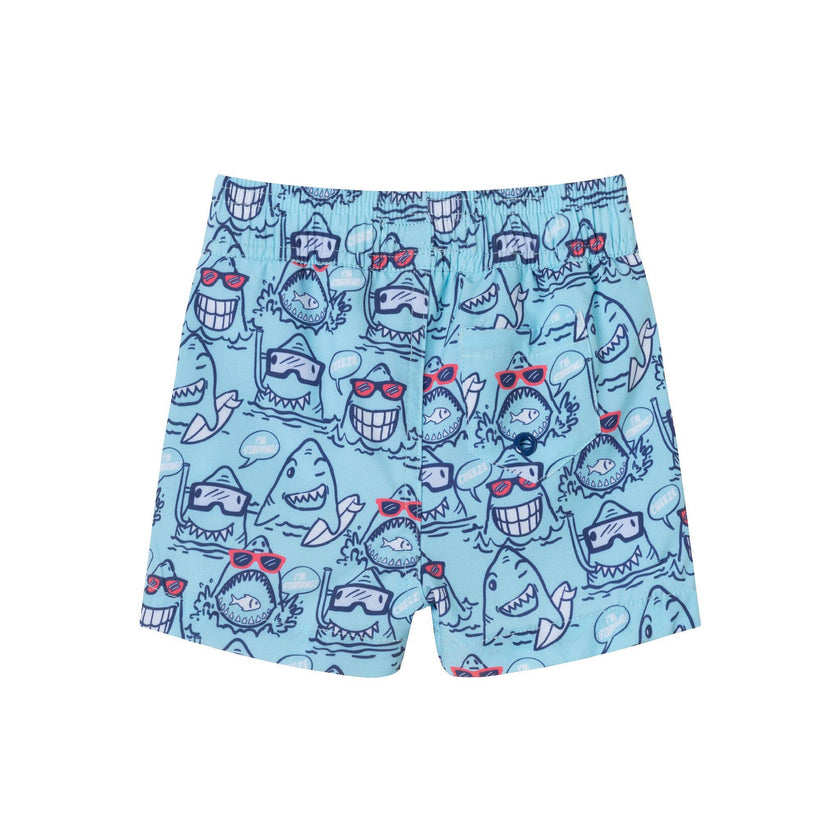 Rashguard & Swim Trunk Set - Blue Face Shark