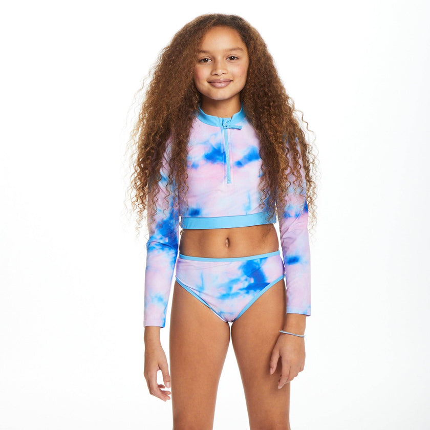 Long Sleeve Rashguard Set - Aqua Floral