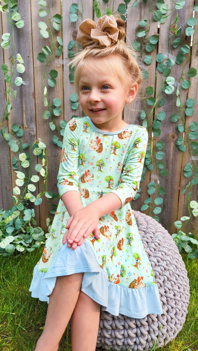 Tree House Tea Party Ruffle Hi-Lo Bamboo Twirling Dress