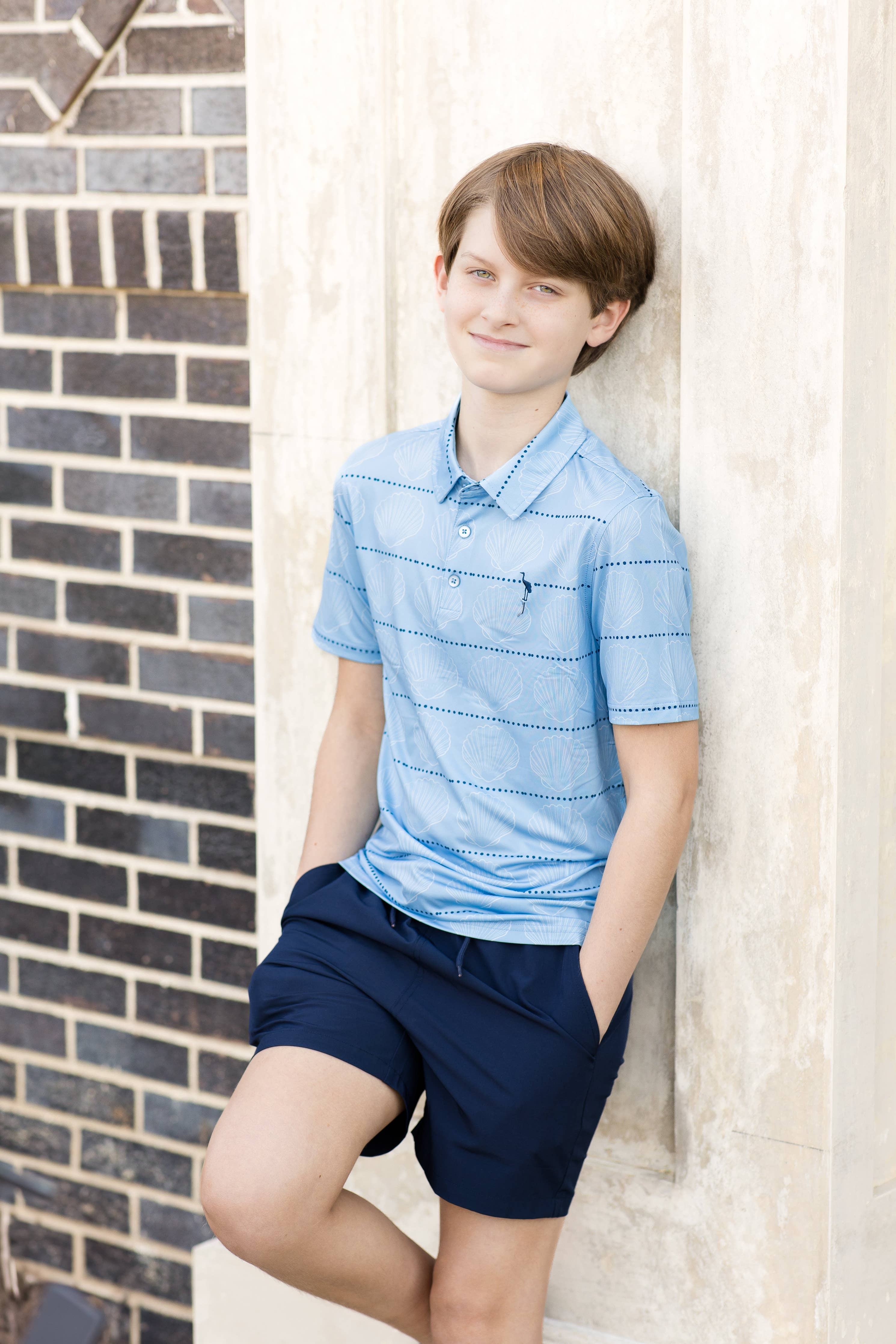 Boys Performance Polo | Blue Drift Shell