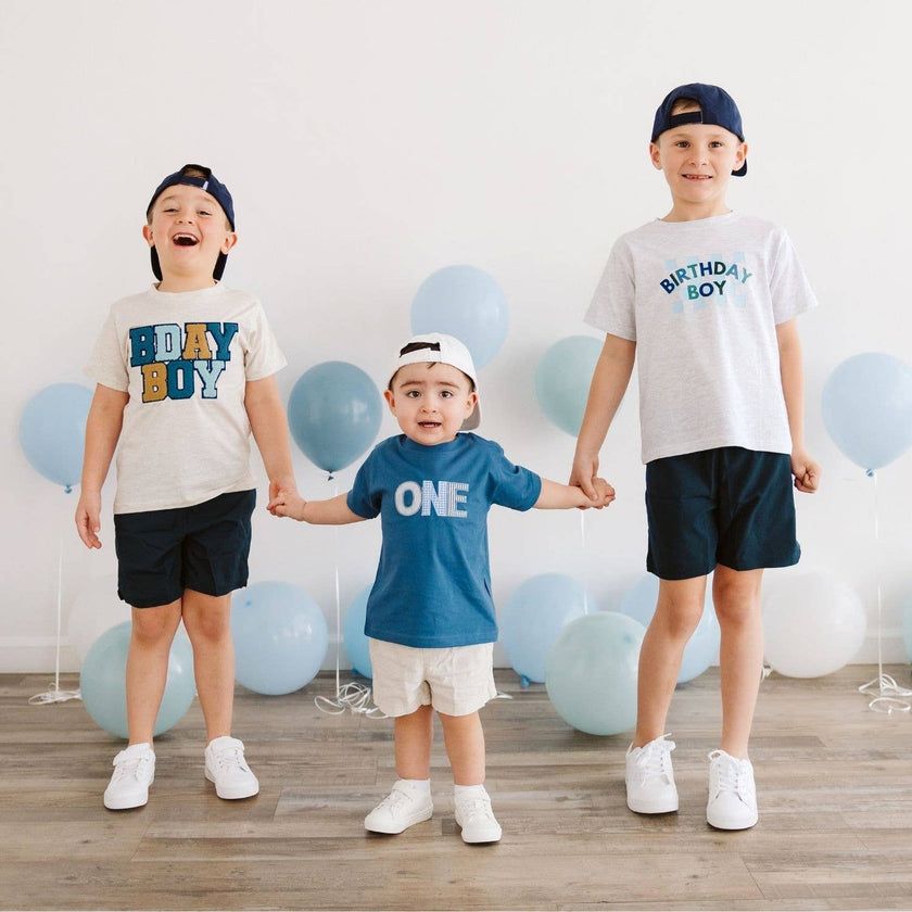 Birthday Boy Patch Short Sleeve T-Shirt - Kids Clothing