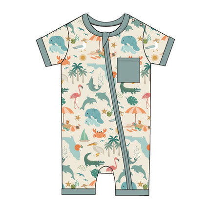 Explore Florida Souvenir Bamboo Baby Shortie Romper Jumpsuit