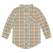 Boys Orange Pumpkin Patch Plaid Long-Sleeve Button-Up