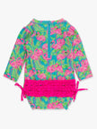Baby Girls Neon Flamingo Fun Long Sleeve One Piece Rash Guard Swimsuit