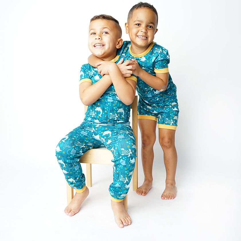 Ocean Friends Two-Piece Bamboo Short Sleeve Kids Pajama Set