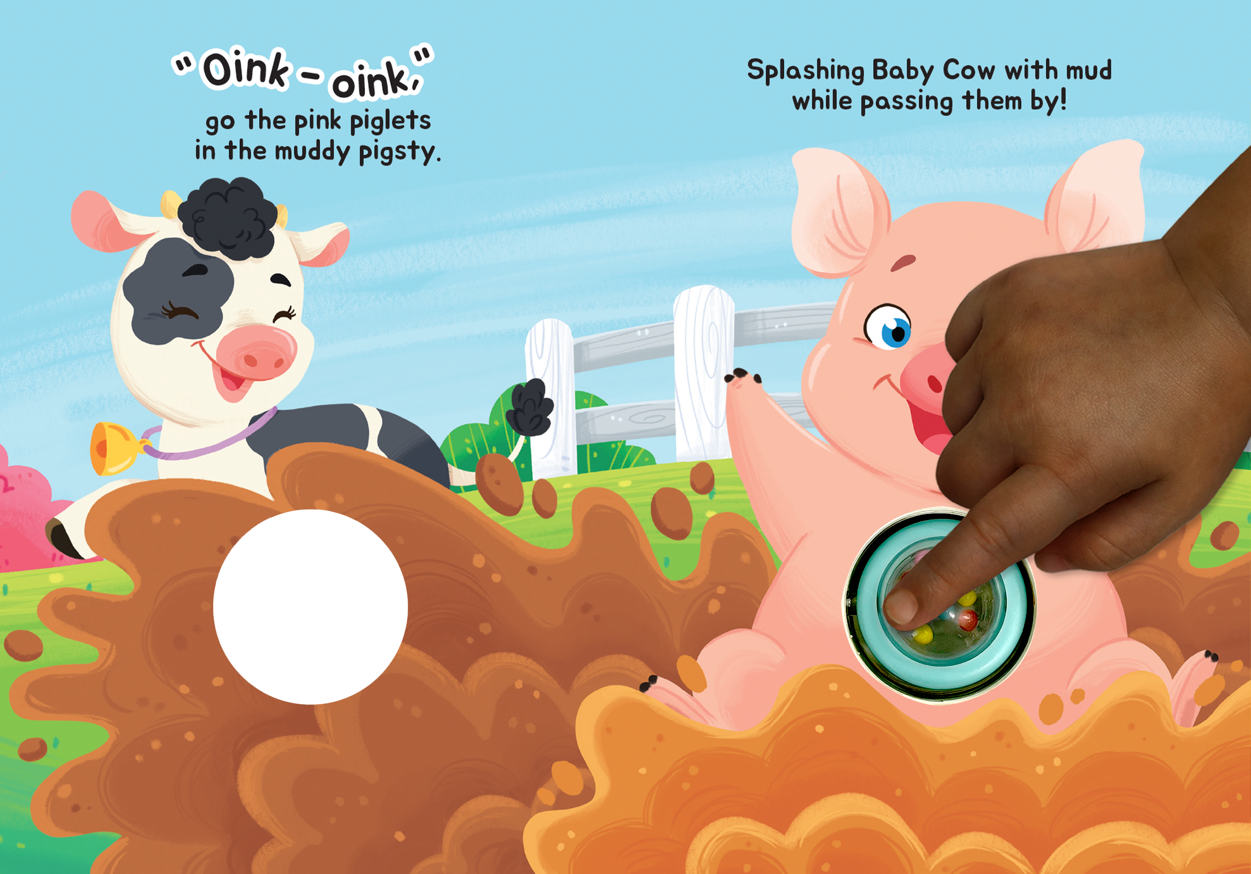 Baby Barnyard - Children's Rattle and Read Interactive Sensory Board Book with Spinning Rattle