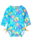 Neon Tiki Vibes Long Sleeve One Piece Rash Guard