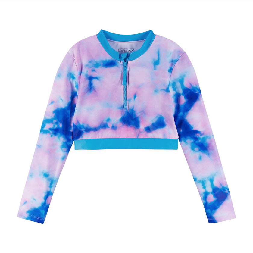 Long Sleeve Rashguard Set - Aqua Floral