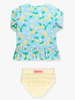 Girls Blooming Basket Scallop Hem Long Sleeve Rash Guard 2-Piece Swimsuit with Signature Rear Ruffles