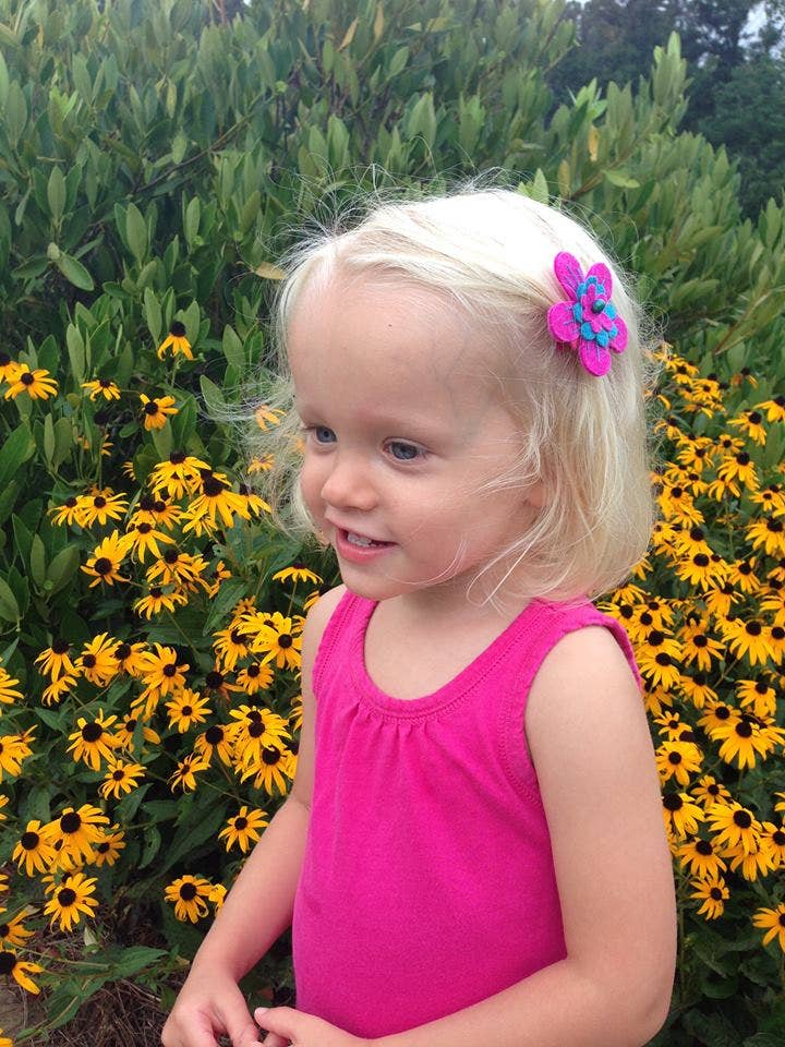 Hibiscus Flower Kids Hair Clips- Pink