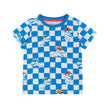 Boys Toddler Short Sleeve Blue Check Dino Printed Tee