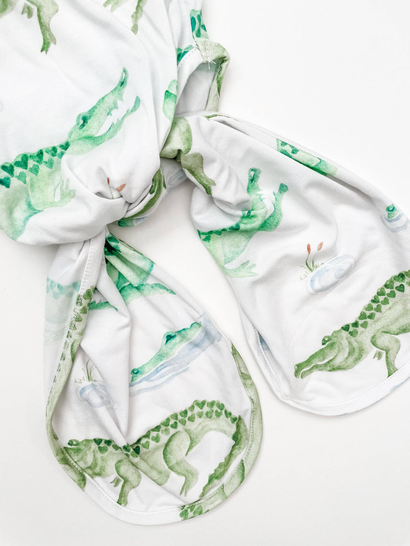 Alligator Newborn Bamboo Knotted Gown
