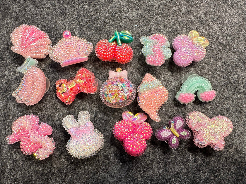 DELETE Bling Bling sequin star Aurora Glitter Resin charms for DIY Unique Special Croc Shoes  Best Quality JuliesDecalDesign: Set A 15pcs