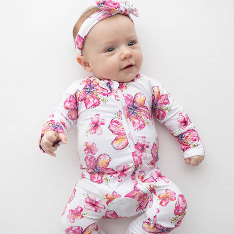 Hibiscus Kiss Baby Bamboo Coverall