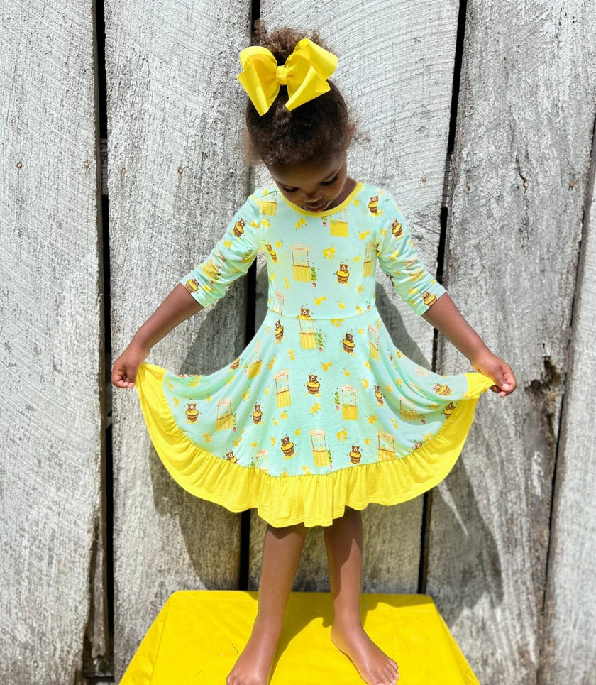 Lemonade Stands & Honey Bears Bamboo Ruffle Hi-Lo Twirling Dress