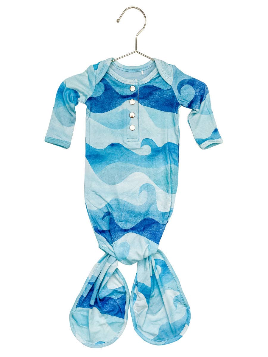 Ocean Wave Newborn Bamboo Knotted Gown
