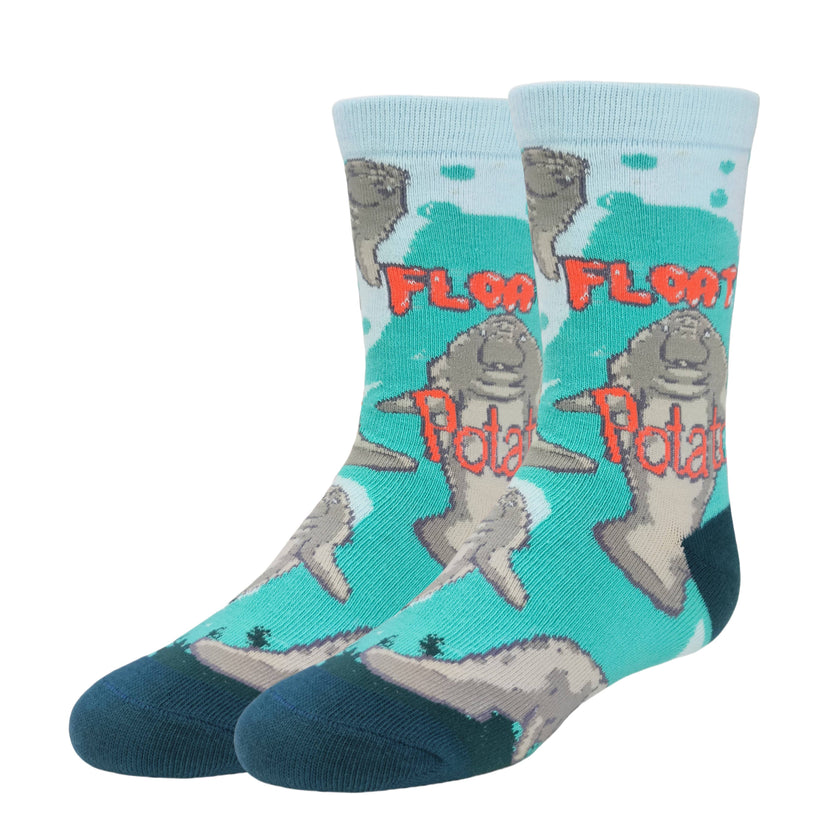 Floaty Potato | Kids' Manatee Cotton Crew Socks