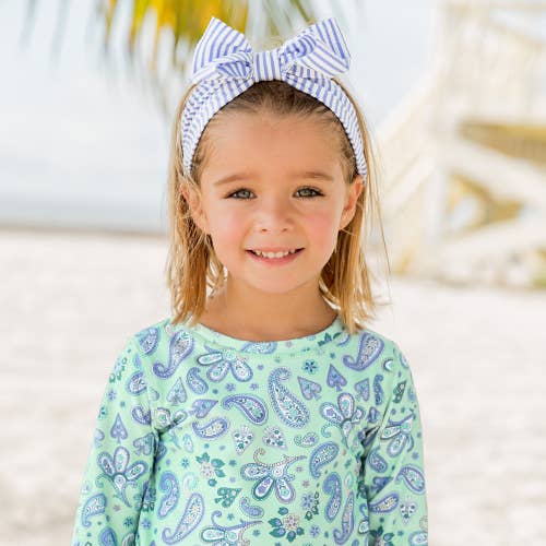 Girls' Periwinkle Blue Seersucker Swim Bow Headband