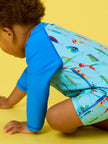 Baby Boys Gone Fishin Long Sleeve One Piece Rash Guard Swimsuit