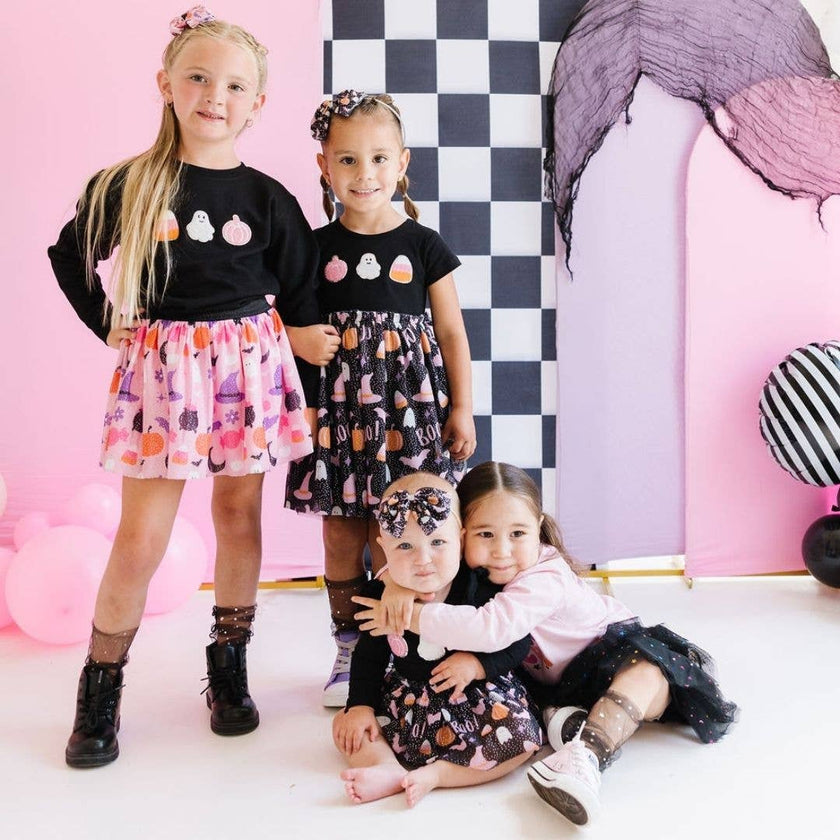 Boo Halloween Short Sleeve Tutu Dress - Girls Clothes - Kids