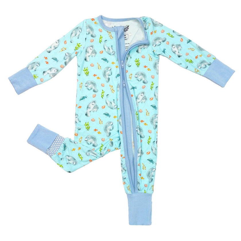 Get Your Float on Manatees Bamboo Convertible Footie (NB-24m)