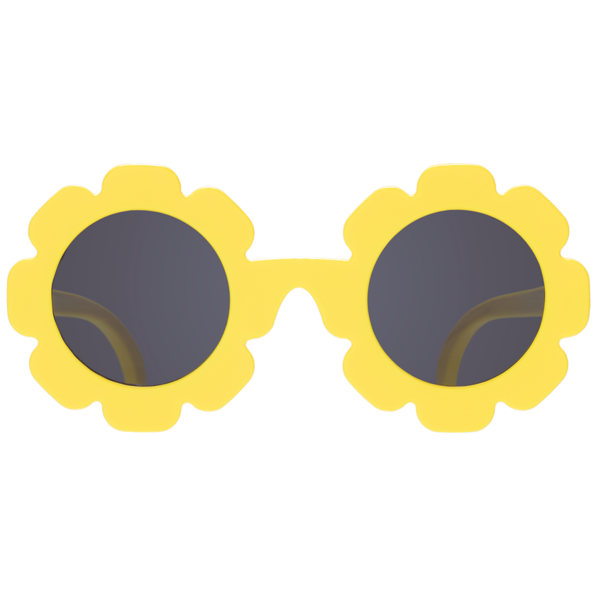 Neon Yellow Flower Kids Sunglasses on