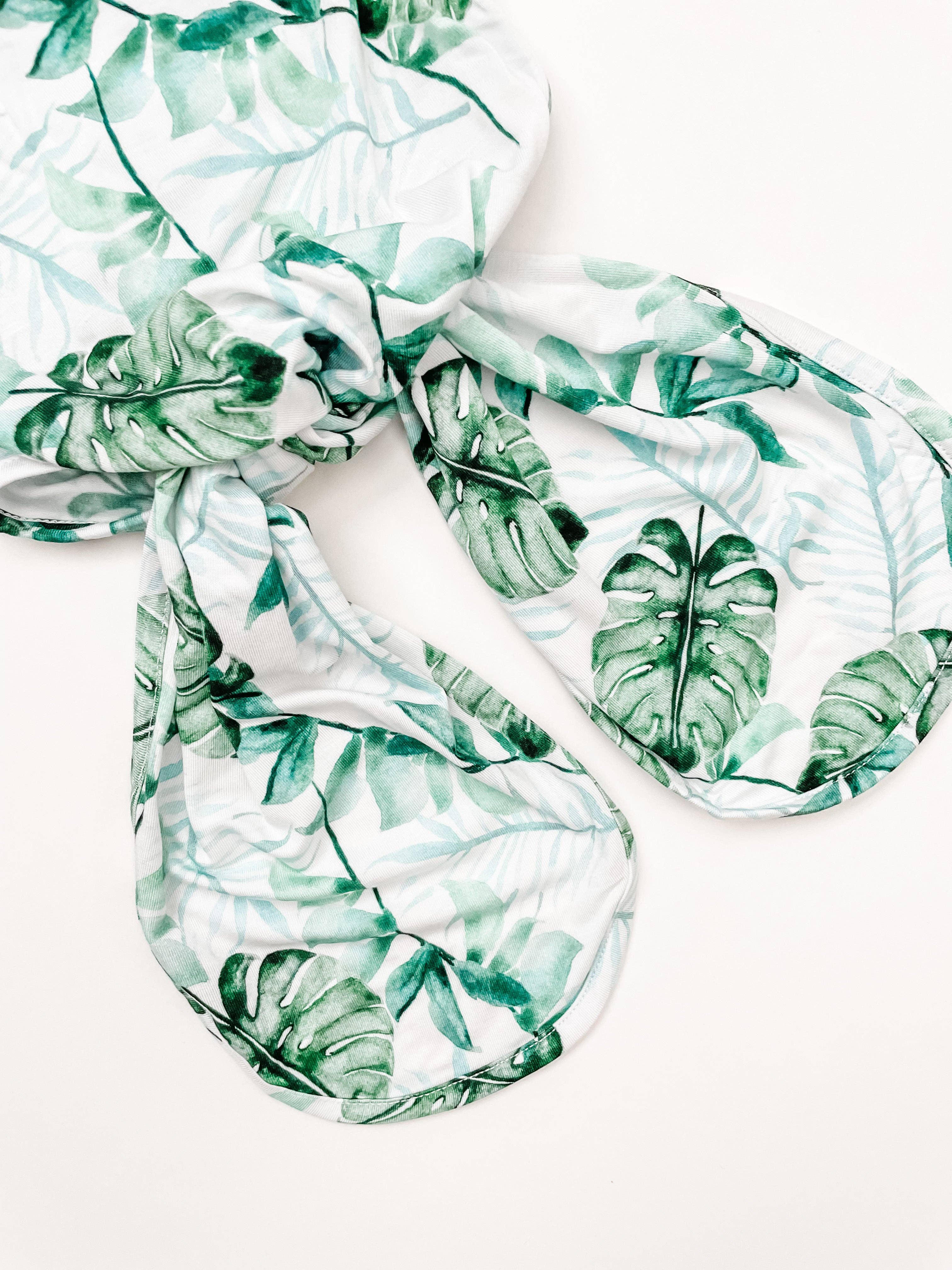 Tropical Leaf Newborn Knotted Gown