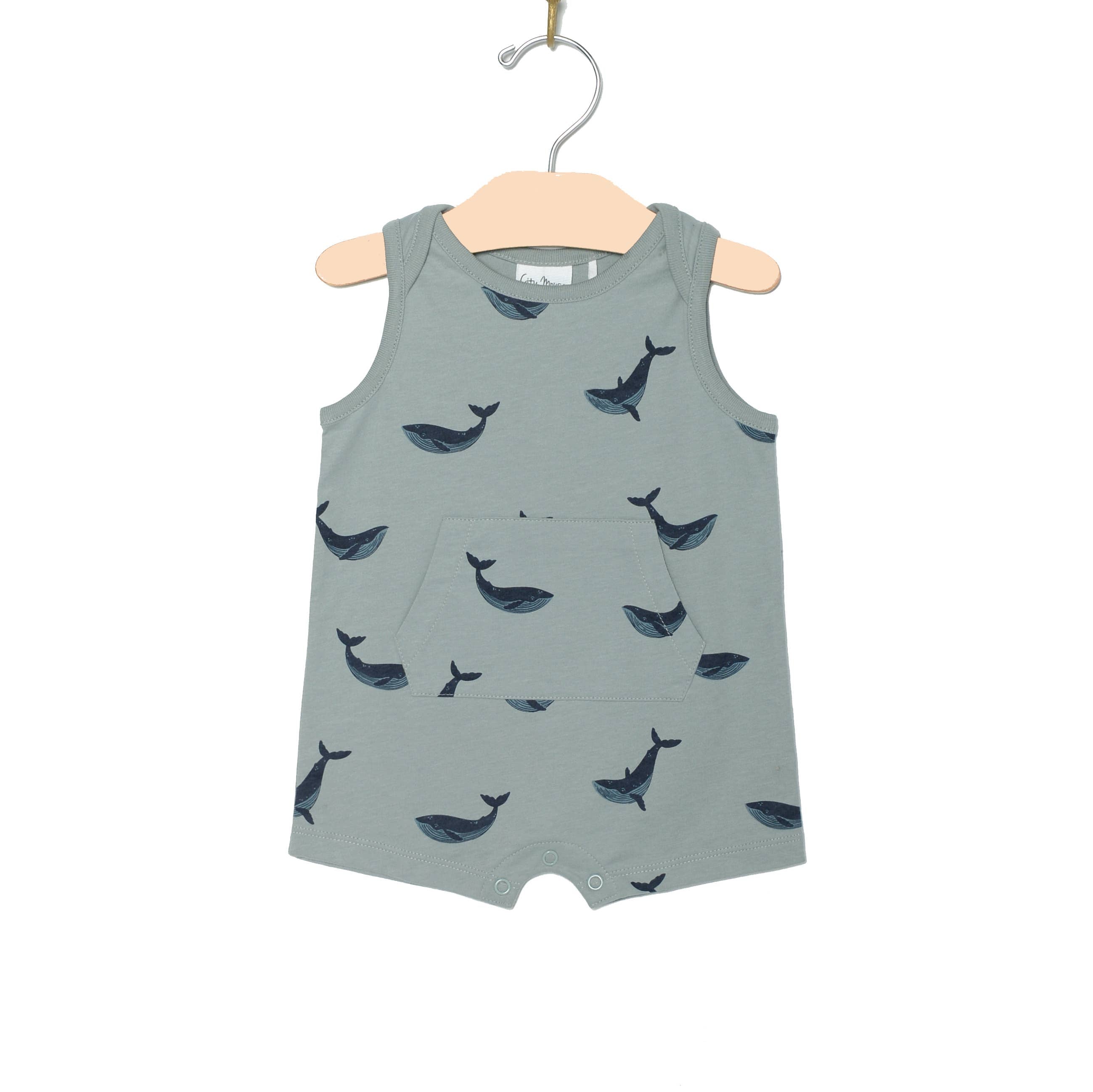 Tank Kangaroo Romper- Blue Whale