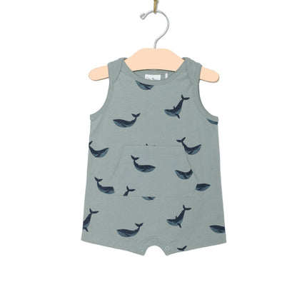Tank Kangaroo Romper- Blue Whale