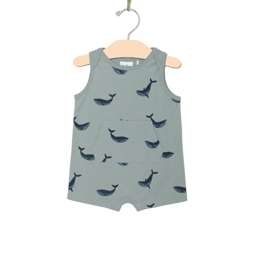 Tank Kangaroo Romper- Blue Whale
