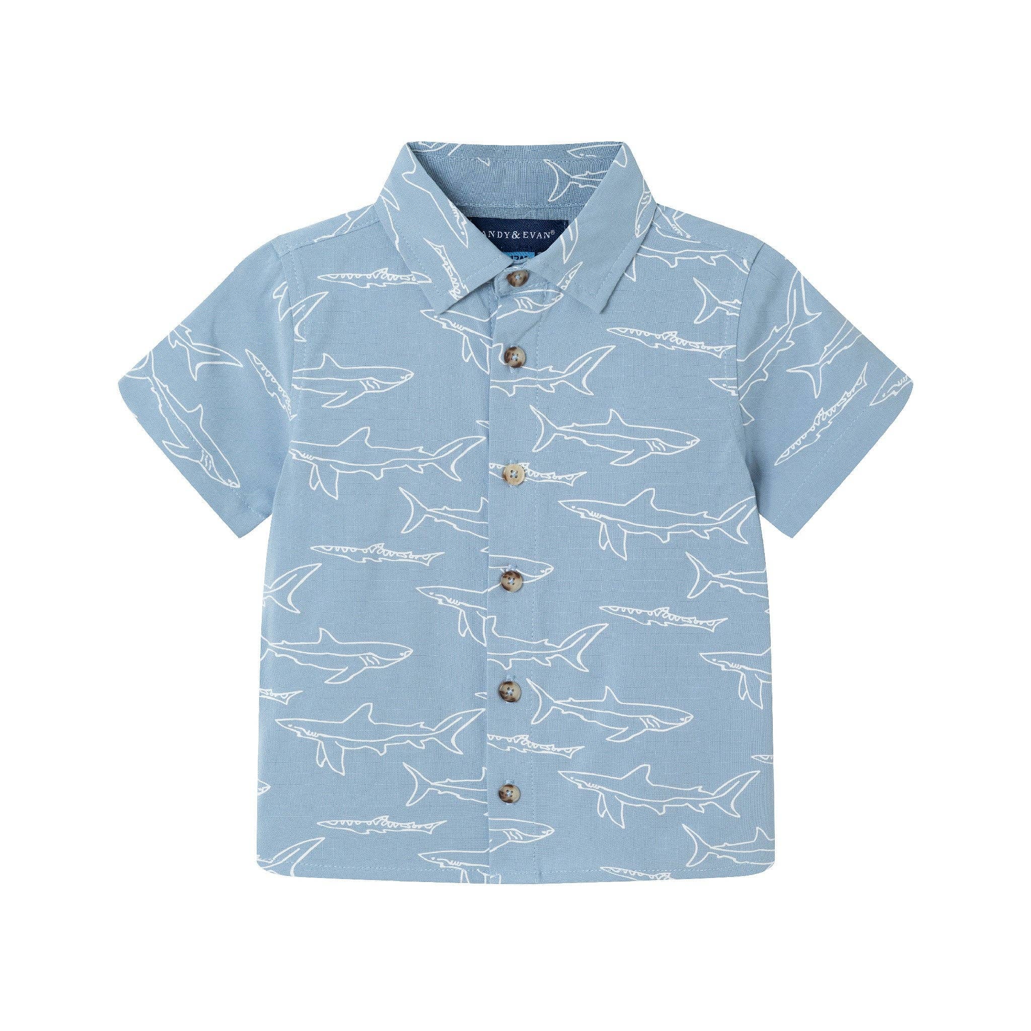 Infant Shark Print Buttondown Set | Blue