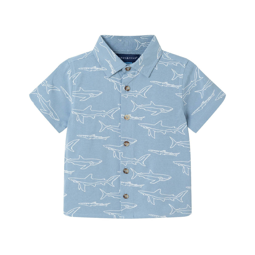 Infant Shark Print Buttondown Set | Blue