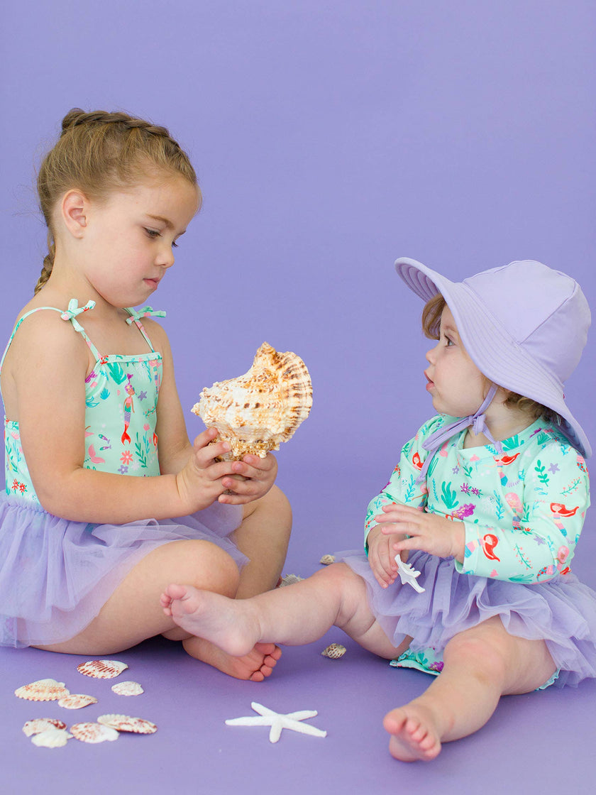 Mermaid Princess Tulle Skirted One Piece Rash Guard