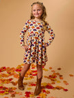 Girls Maple Blossoms Knit Long Sleeve Twirl Dress