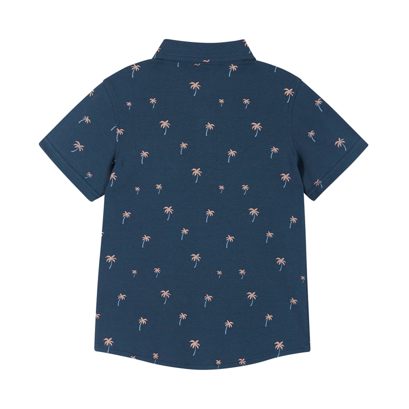 Boys Toddler Short Sleeve Orange Palm Trees Button-down Shirt