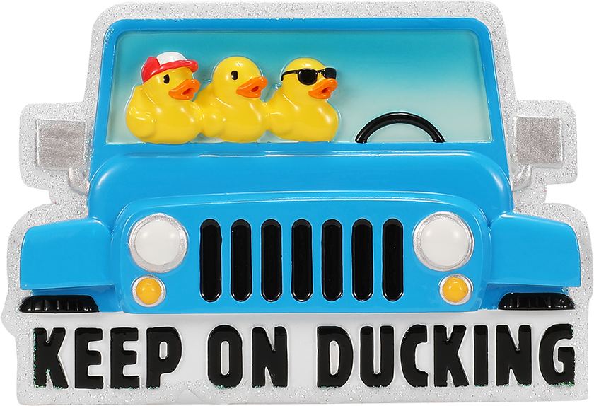 Keep on Ducking Jeep Personalized Ornament