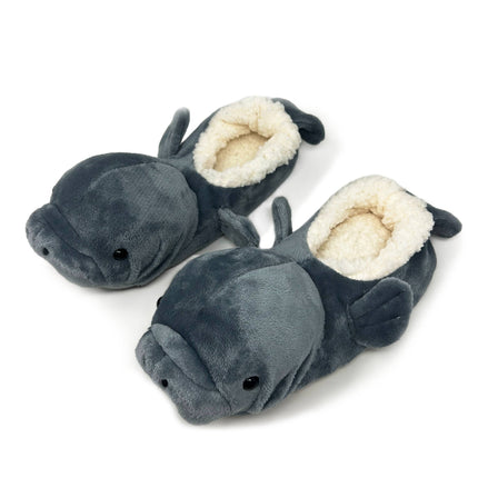 Manatee Splash | Kid's Funny Animal Plush Non-Slip Slippers