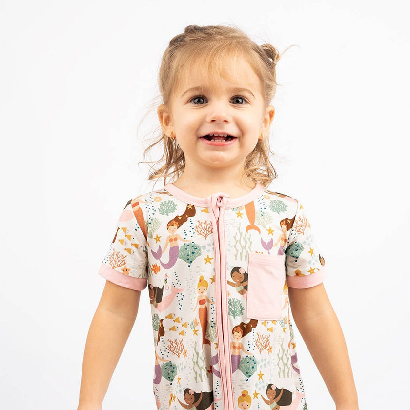 Mermaid Bamboo Shortie Romper - Making Waves, Baby