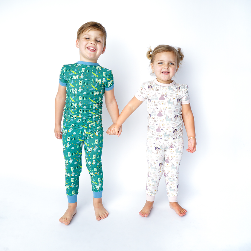 Once Upon a Time Bamboo Short Sleeve Kids Pajama Pant Set