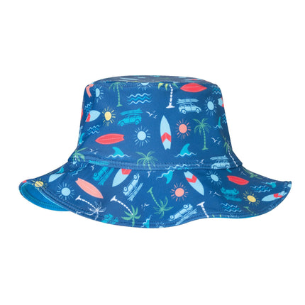 Infant Swim Romper W/ Hat Set - Navy Tropical Print