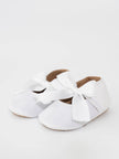 Velvet Ribbon Bow Baby Shoe White