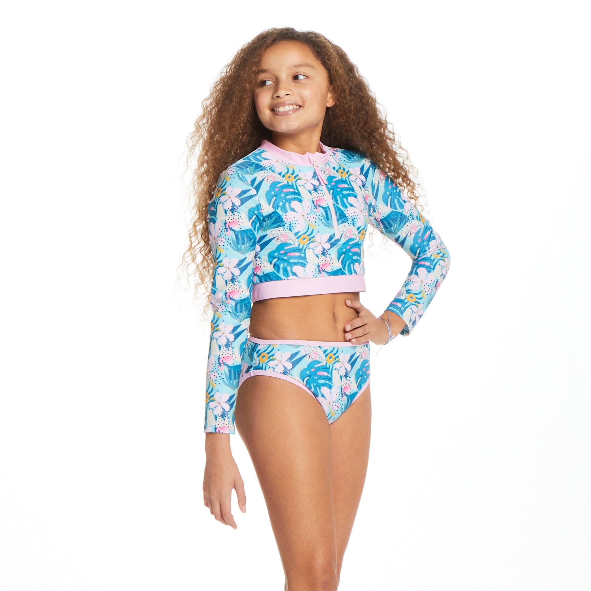 Long Sleeve Rashguard Set - Blue Tie Dye