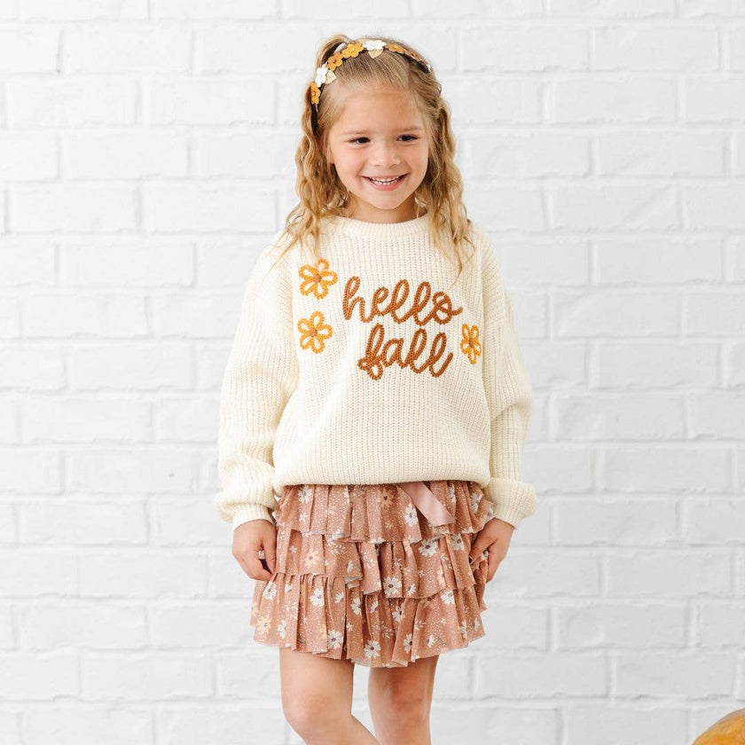 Ditsy Fall Floral Printed Tiered Tutu - Kids Clothing