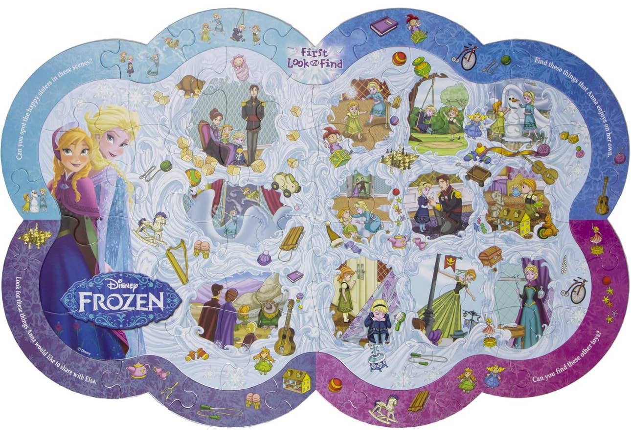 Disney Frozen - First Look and Find Board Book & Giant 40 PC Puzzle Set
