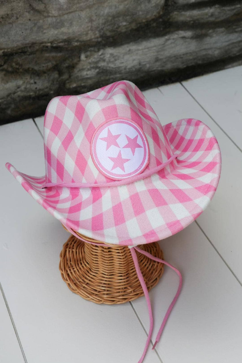 Pink Gingham TN Cowgirl Hat 