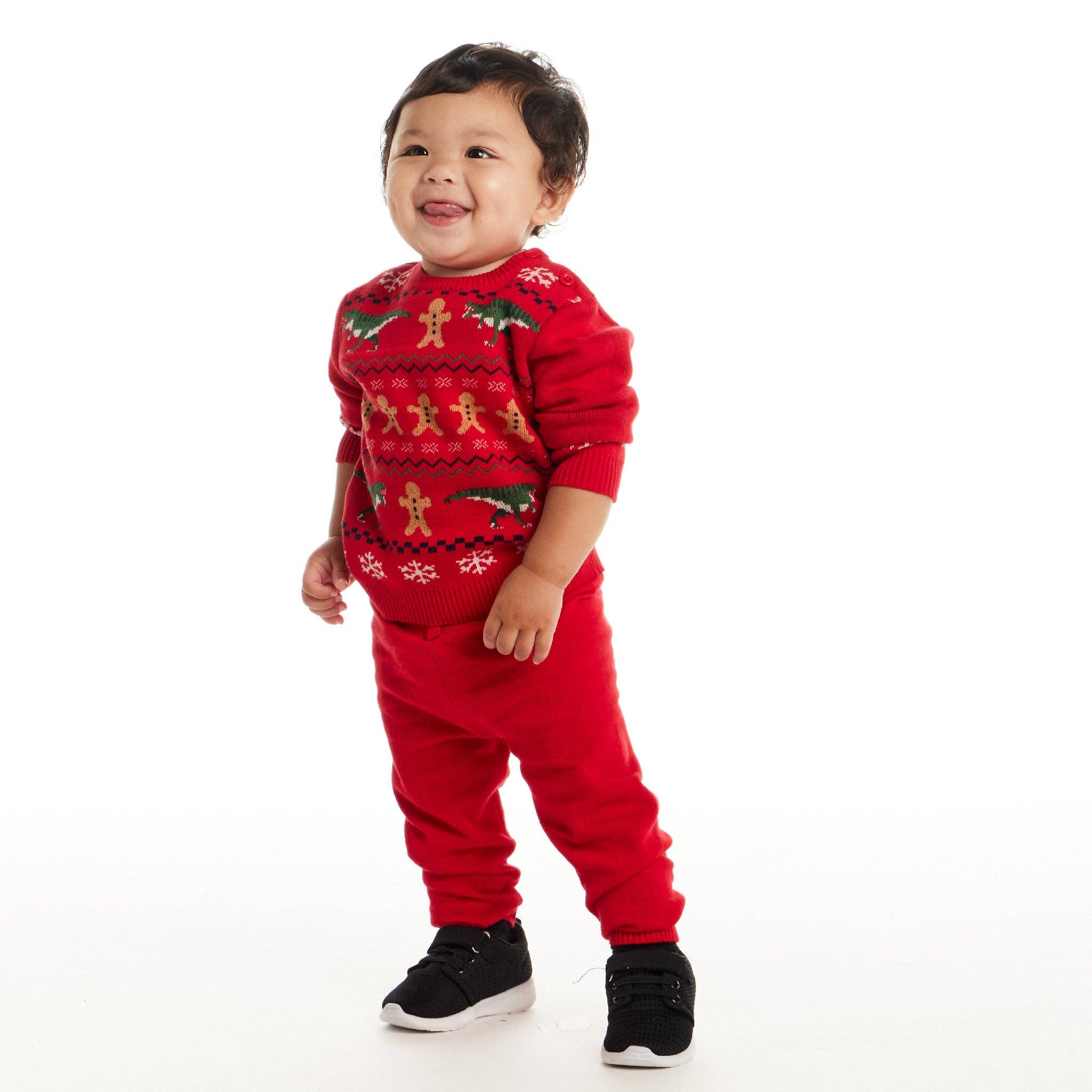 Infant Fair Isle Sweater Set | Red Dino