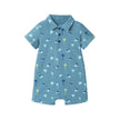 Infant Boys Blue Printed Baby Polo Romper | Blue Palm