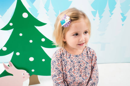 Belle Princess Hair Clip- Aqua and Silver