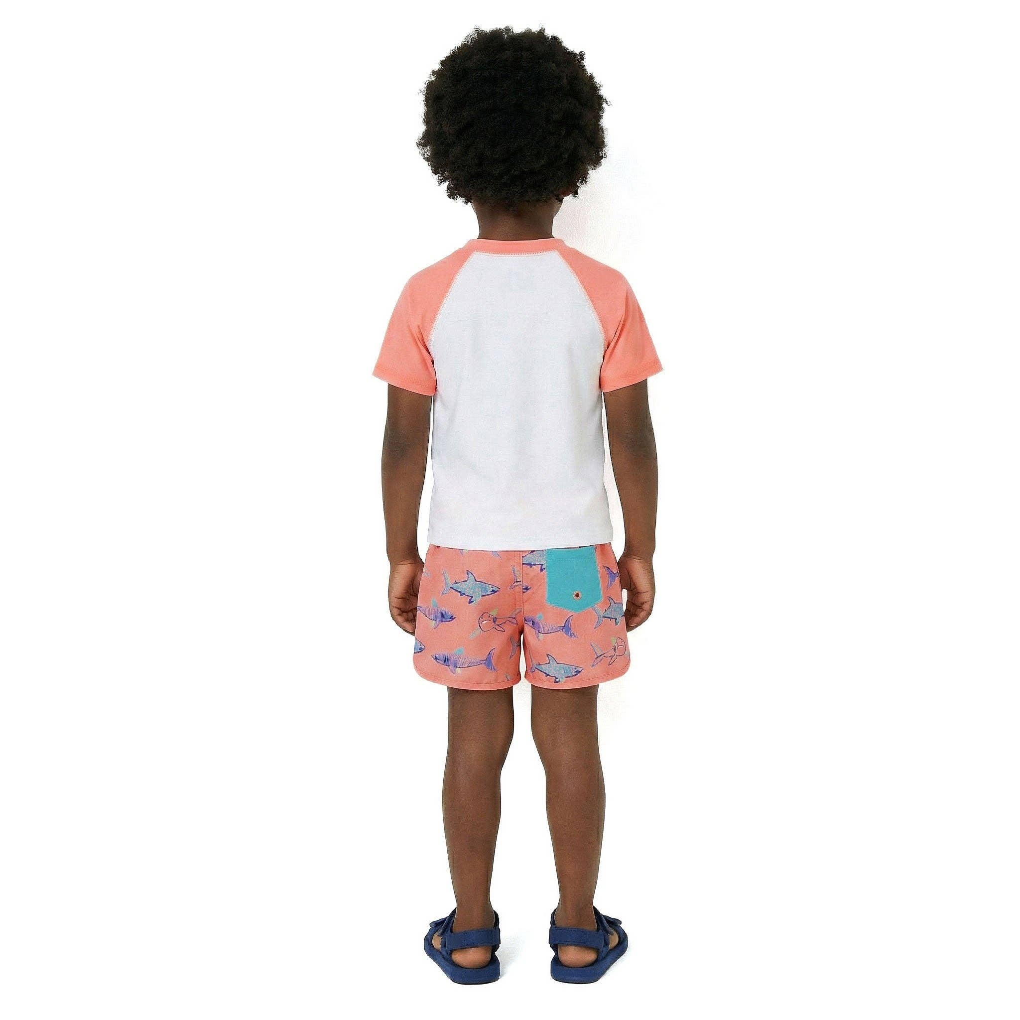 Boys Short Sleeve Rashguard Set | Shark Sketches